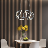 led现代简约吊灯餐厅北欧创意圆环波浪亚克力饭厅吧台温馨客厅灯